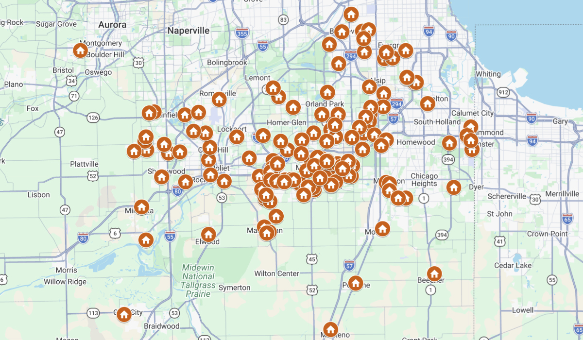 Map of homes sold across the southwest suburbs by Raymond Kennedy